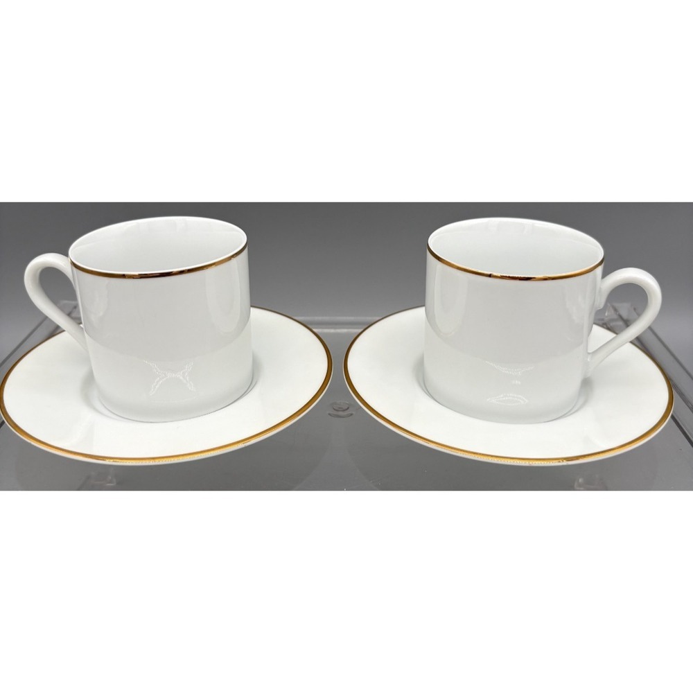 Tiffany & Co. Porcelain Coffee Mug With Plates Set of 2 White Gold Made in Japan